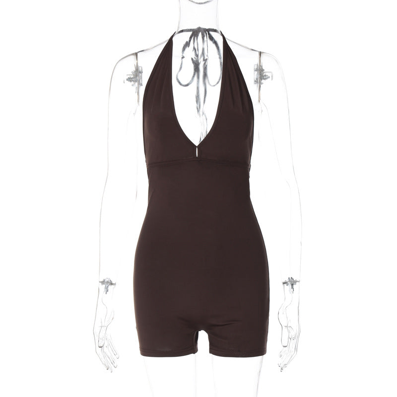 Clothing Summer Lace Backless Pleated Skinny Peach Hip Sports Yoga Jumpsuit