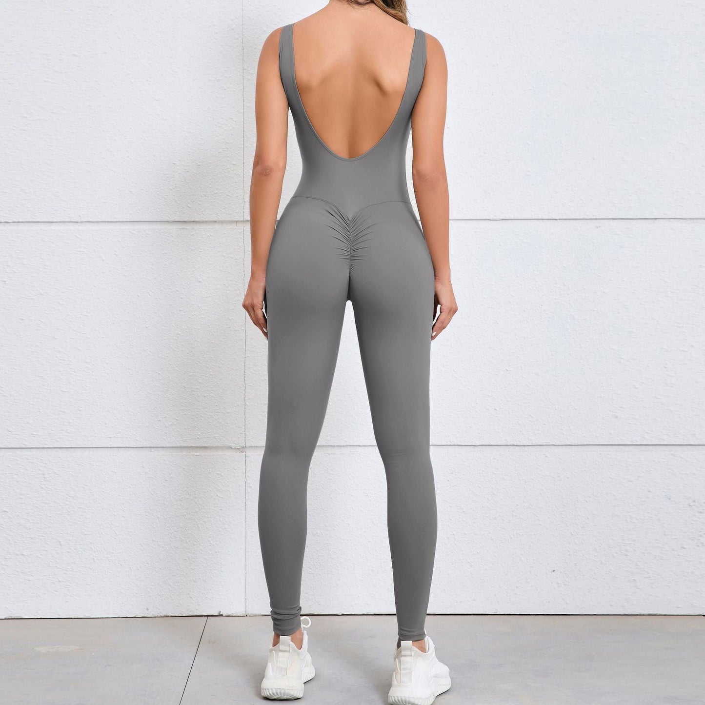 Hollow Out Cutout Beauty Back Peach Hip Tight Yoga Jumpsuit Naked Sense Quick Drying Sports One Piece Workout Clothes