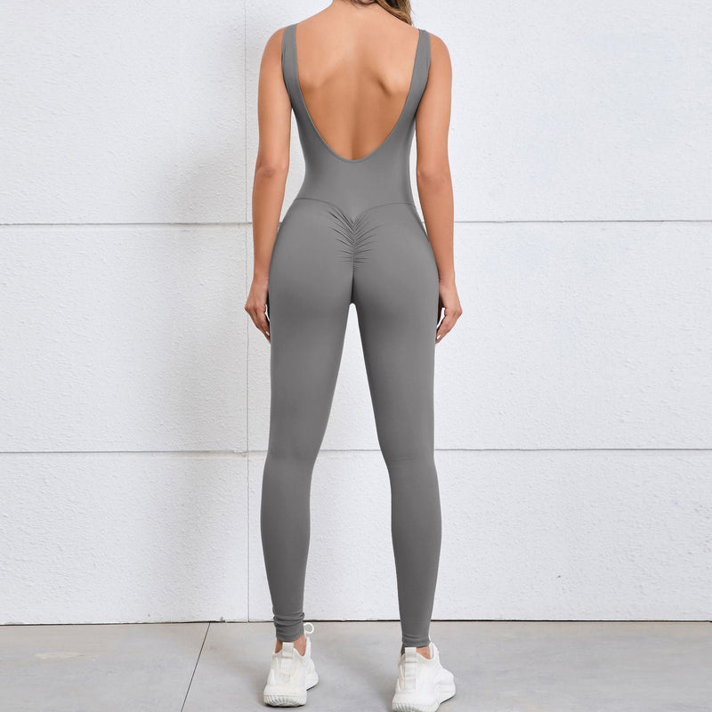 Hollow Out Cutout Beauty Back Peach Hip Tight Yoga Jumpsuit Naked Sense Quick Drying Sports One Piece Workout Clothes