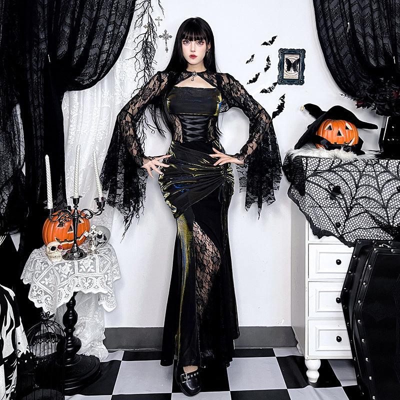 Autumn Lace Batwing Sleeve Irregular Asymmetric Overhaul Waistcoat Top