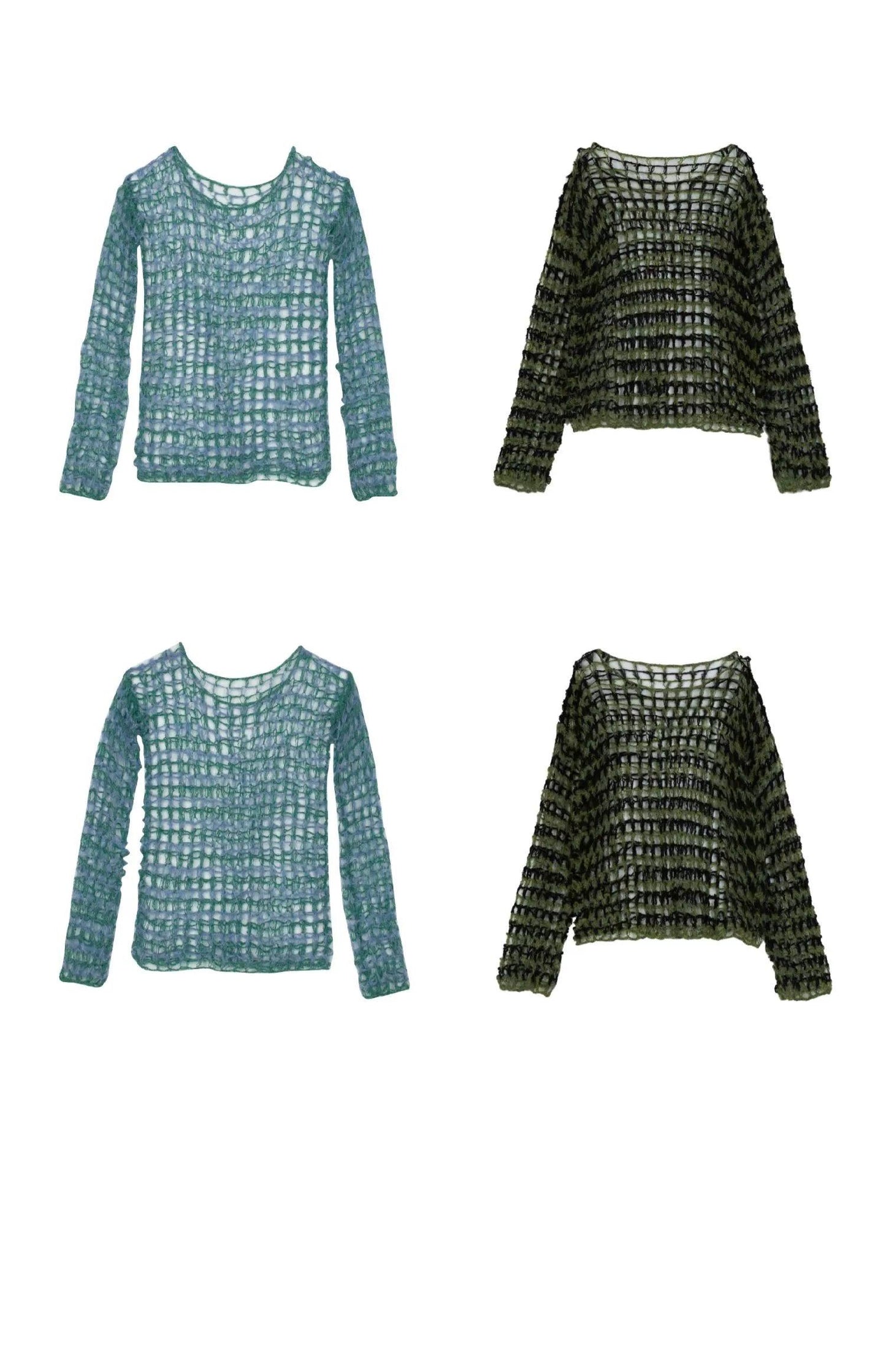 Two-tone Open Knit Sweater