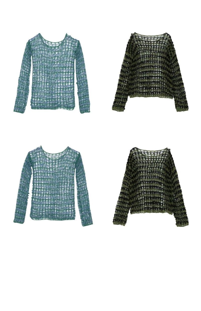 Two-tone Open Knit Sweater