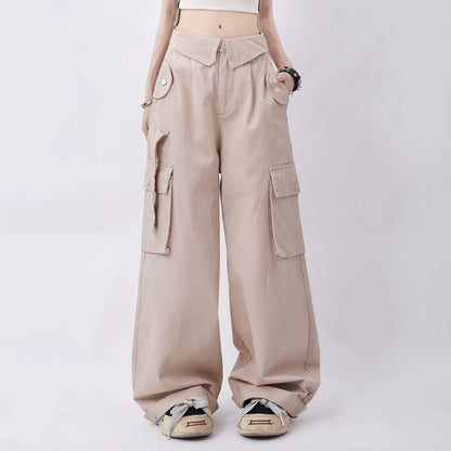 Rayohopp Ultra Wide-leg Cargo Pants - High-waisted Balloon Trousers With Multi-pocket Design (multiple Colors)