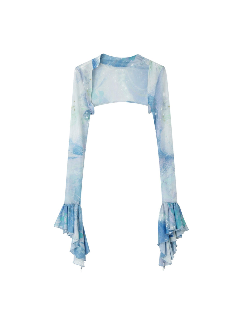 Sky Blue Watercolor Mermaid Maxi Dress Set