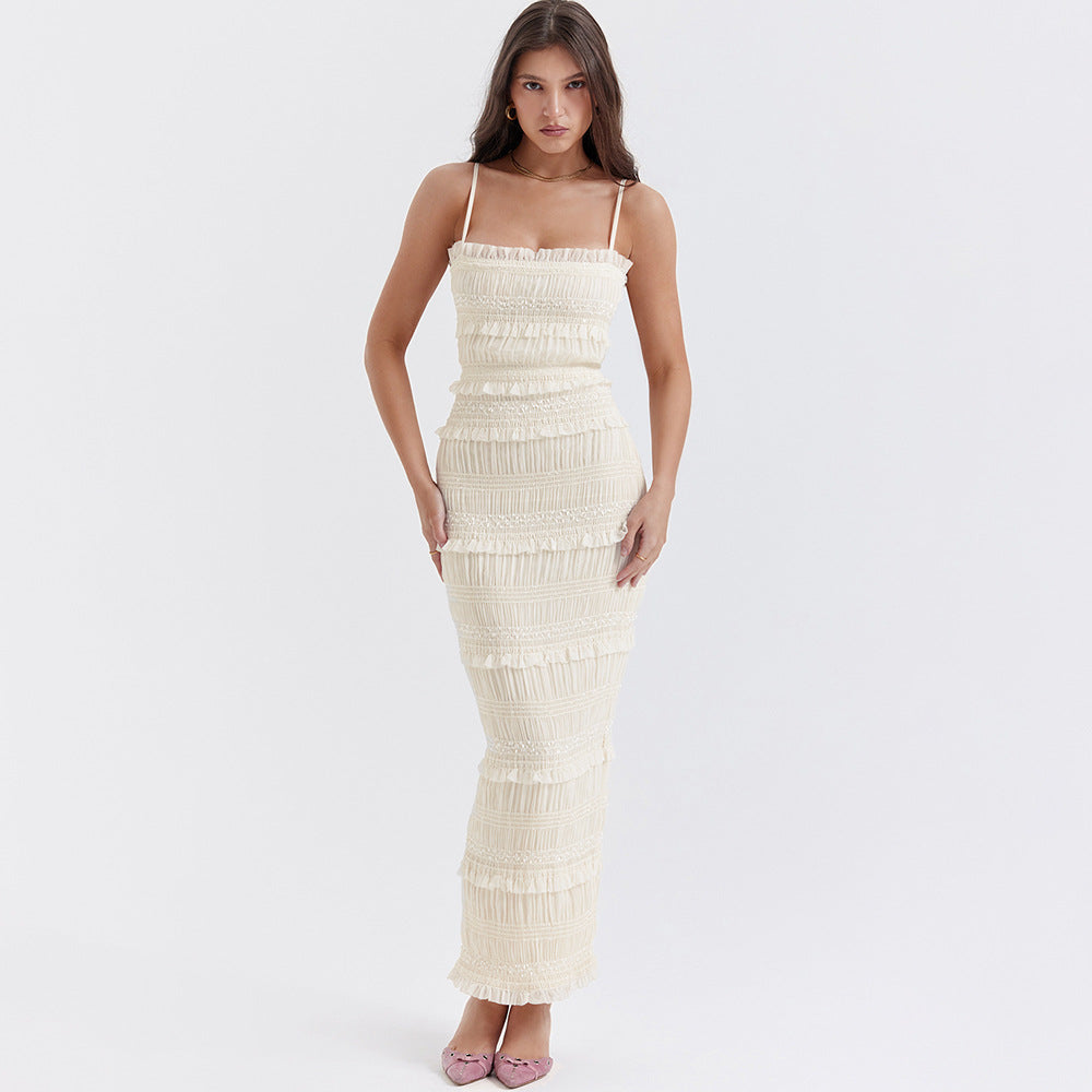 Dress High Elastic Sequin Lace Slim Fit Backless Maxi Dress Cami Dress Summer