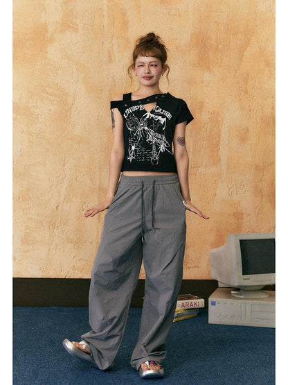 Ezek Wide-leg Drawstring Lounge Pants - Relaxed Fit Trousers With Pockets