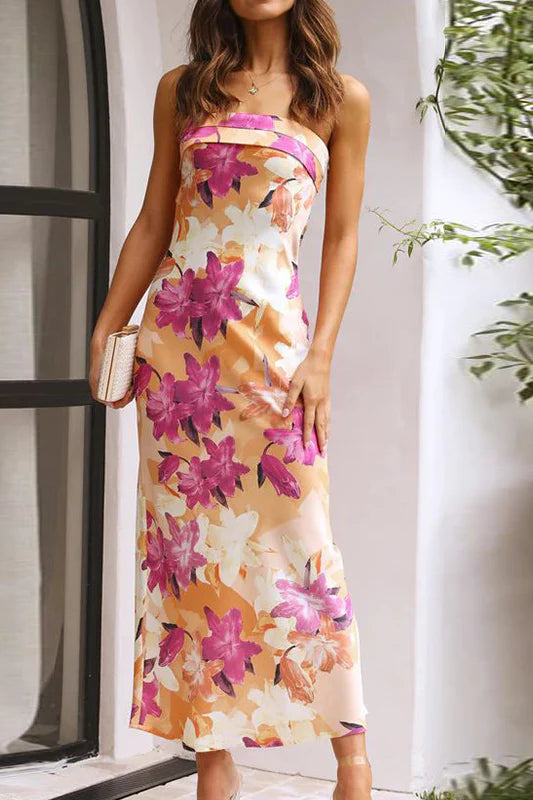Miya Maxi Dress - Orange/pink Print
