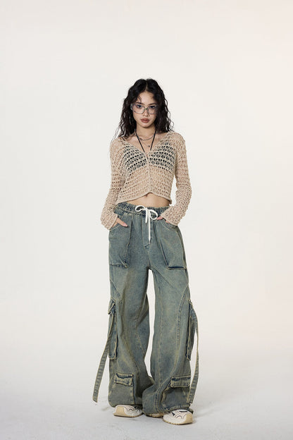Crochet Button Crop Cardigan