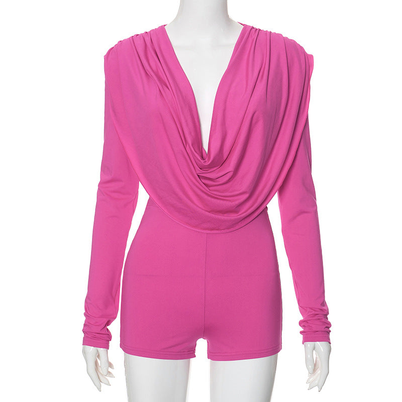 Clothing Swing Collar Tight Long Sleeve Romper