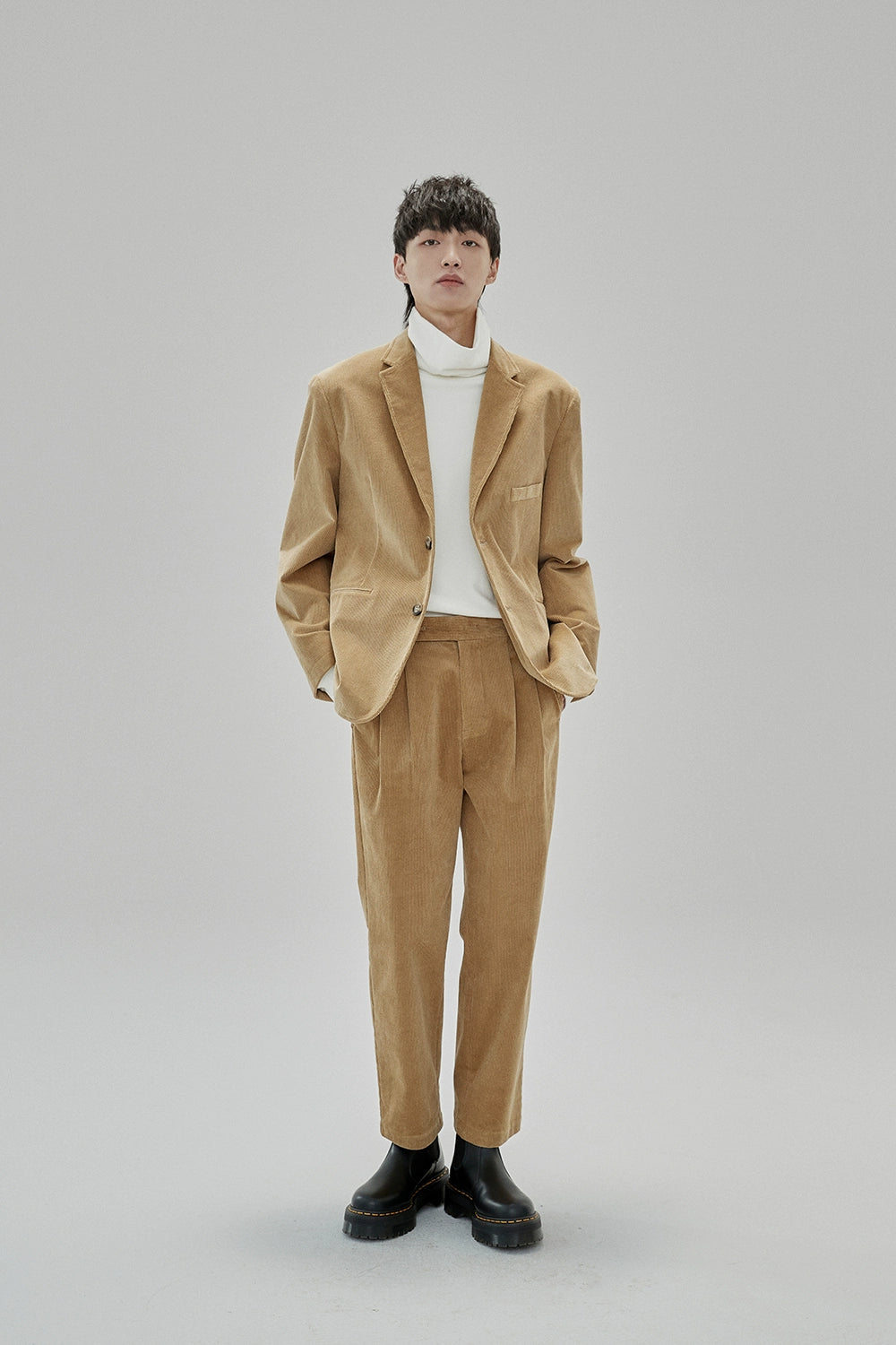 Wide Waist Tab Double-pleated Relaxed Cropped Pants