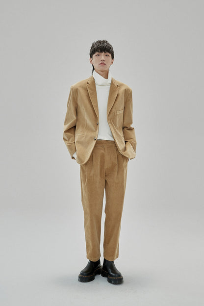 Wide Waist Tab Double-pleated Relaxed Cropped Pants