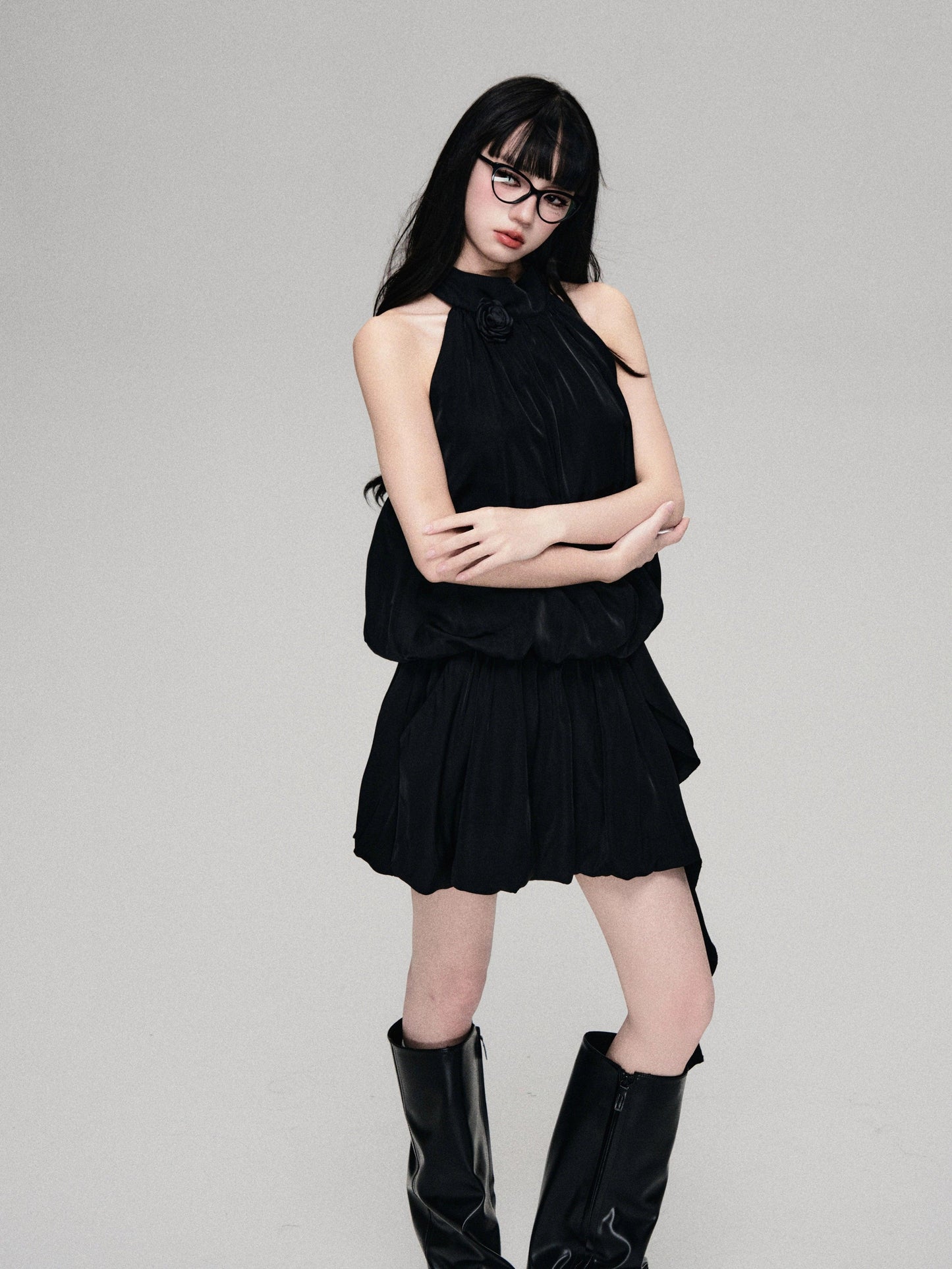 Luluswings Halter Neck Bubble Hem Mini Dress - Cocktail Attire