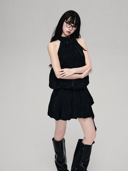 Luluswings Halter Neck Bubble Hem Mini Dress - Cocktail Attire