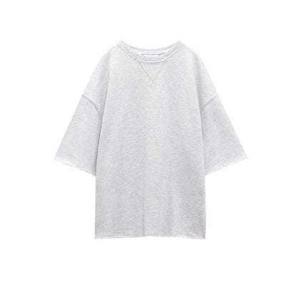 Summer Stretch High Waist Shorts Loose Cotton Short Sleeve T Shirt