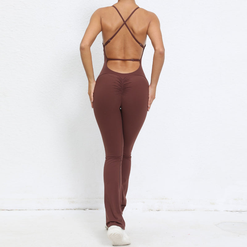 Adjustable Shoulder Strap Beauty Back One Piece Peach Hip Sports Fitness Clothes Micro Pull Yoga Jumpsuit Jumpsuit