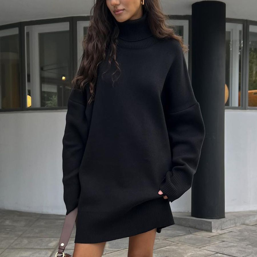 Autumn Winter Turtleneck Sweater Mid Length Thickened Russia Long Sleeved Knitwear