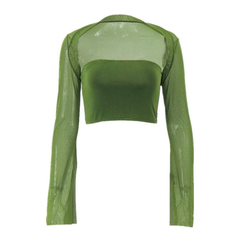 Fall Clothing Two Piece Set Slim Tube Top Waistcoat Long Sleeve Top