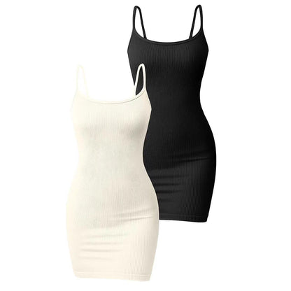 Clothing Dress Rib Sleeveless Tight Braces Coat Dress