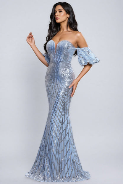 Austen Blue Sleeveless Sequin Maxi Dress
