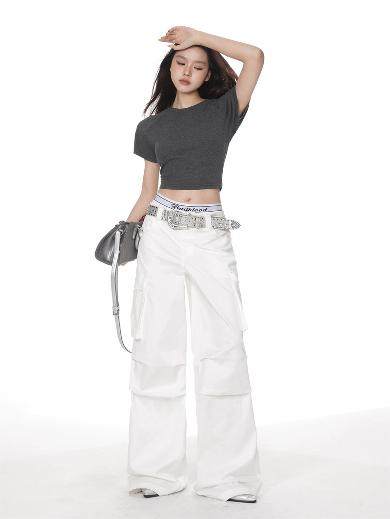 Round Neck Color Fitted Short-sleeve T-shirt
