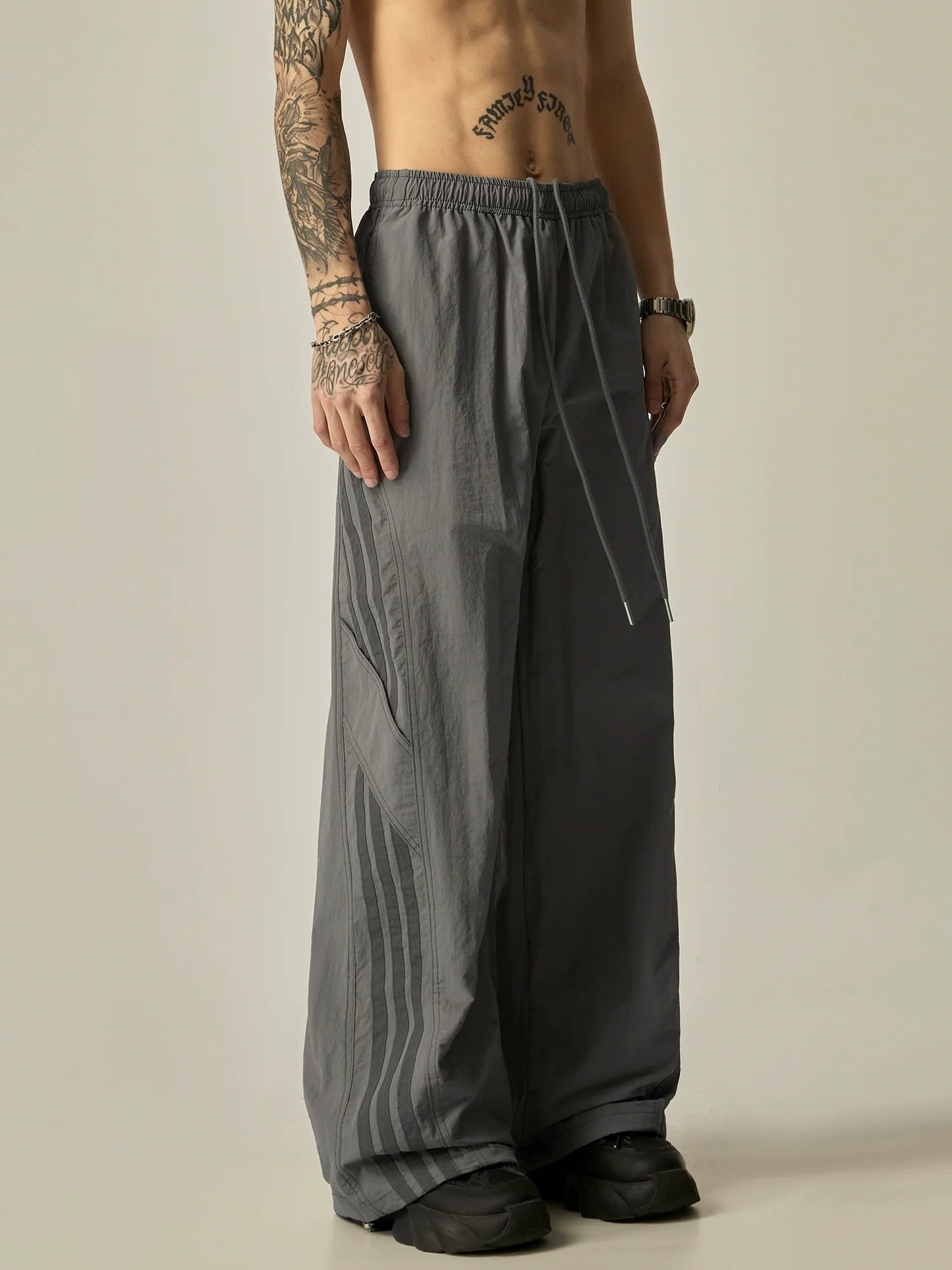 Wide-leg Athletic Stripe Pants