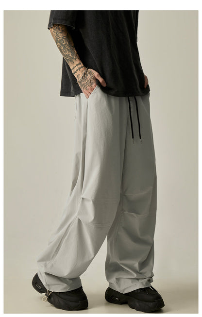 Gray Loose Drawstring Pants