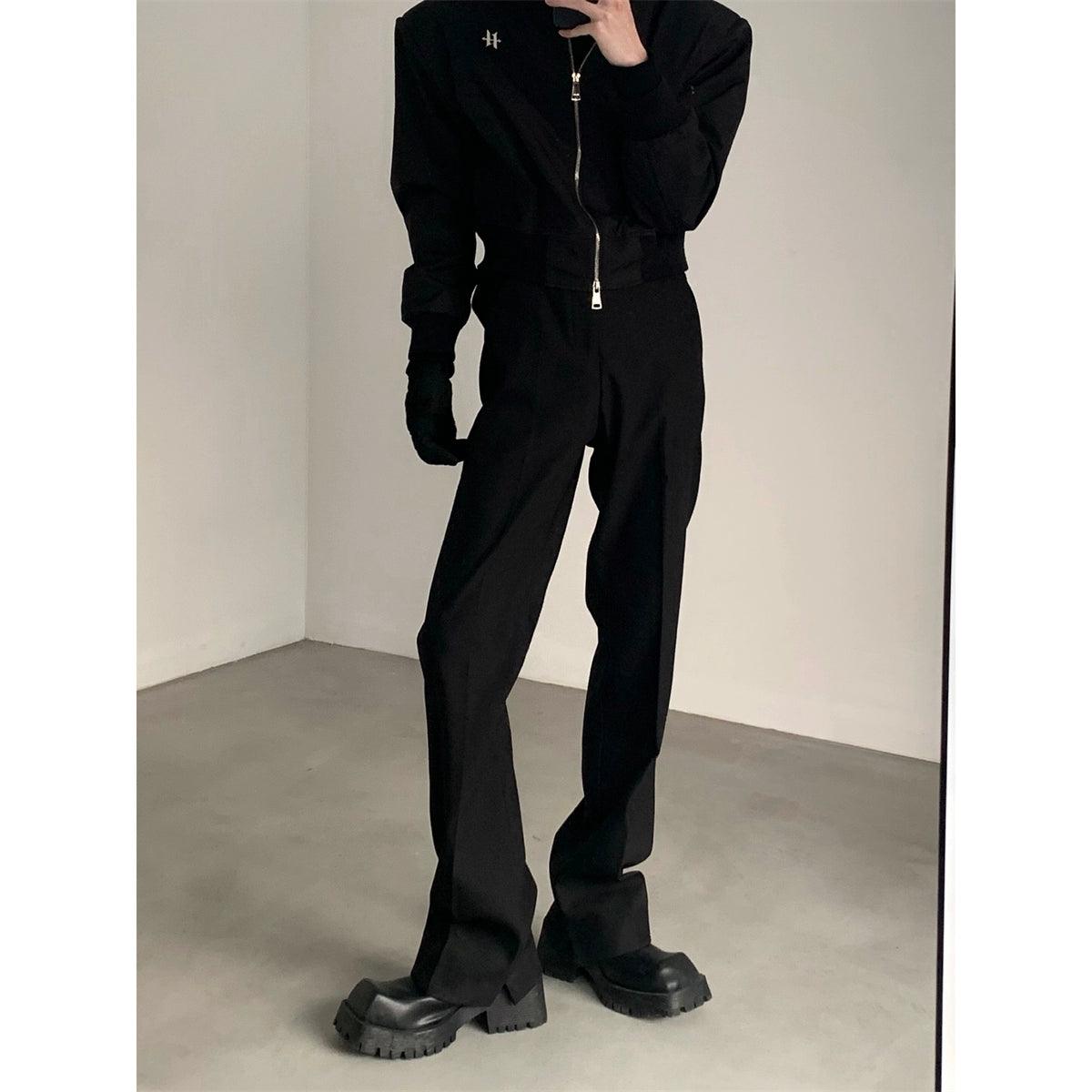 Black Straight-leg Classic Pants