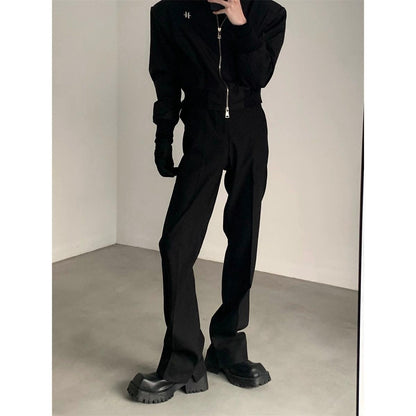 Black Straight-leg Classic Pants