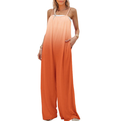 Summer Clothing Loose Sleeveless High Waist Jumpsuit