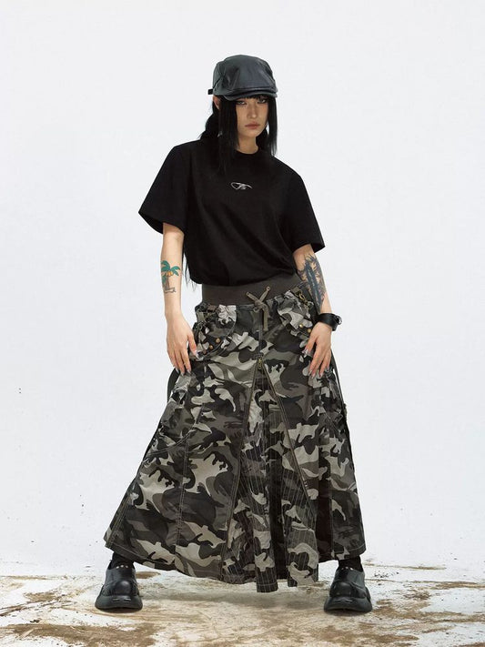 Camouflage Wide-leg Cargo Skirt