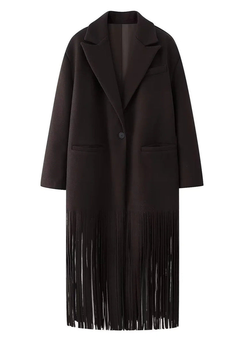 Fringe-detail Wool Coat