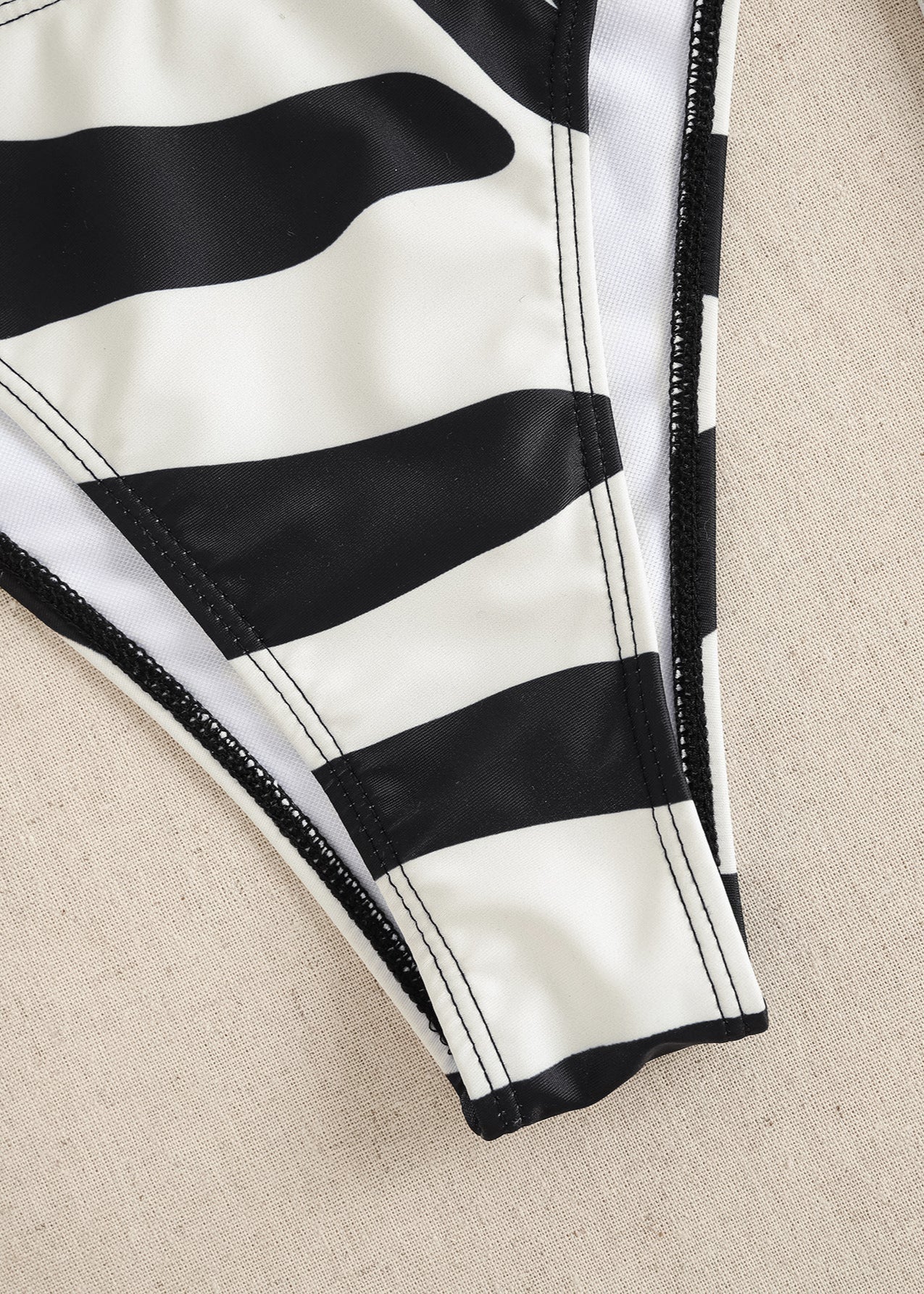 Sahara Mirage - Zebra Bikini Set With Sheer Maxi Skirt