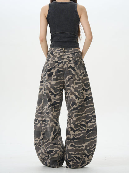 Wide Leg Camo Cargo Pants