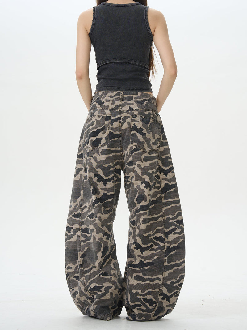 Wide Leg Camo Cargo Pants