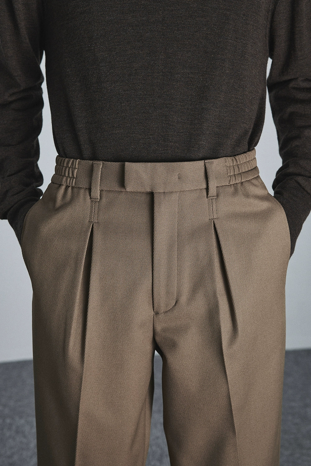 Semi-elastic Waist Wide-leg Cropped Pants