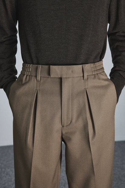 Semi-elastic Waist Wide-leg Cropped Pants