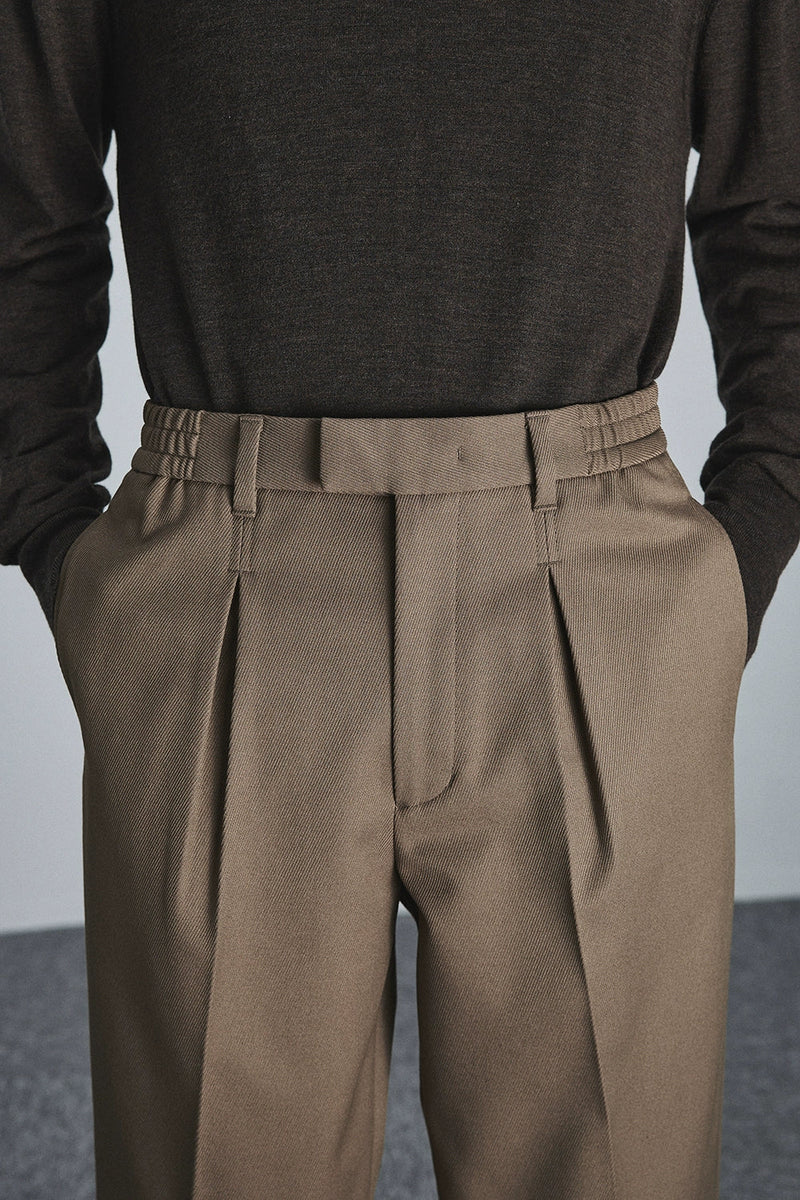Semi-elastic Waist Wide-leg Cropped Pants