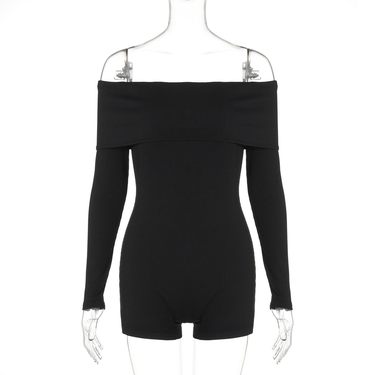 Autumn Off Shoulder Long Sleeve Knit Jumpsuit