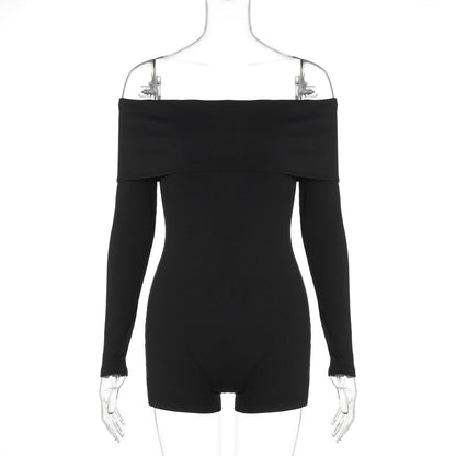 Autumn Off Shoulder Long Sleeve Knit Jumpsuit