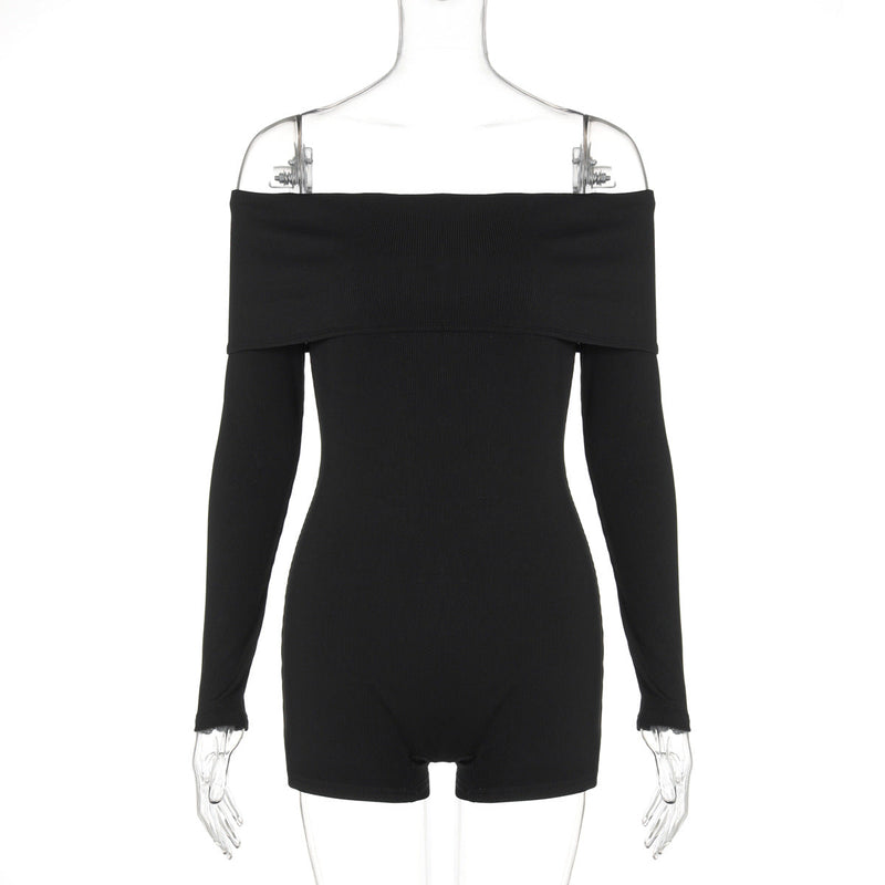 Autumn Off Shoulder Long Sleeve Knit Jumpsuit