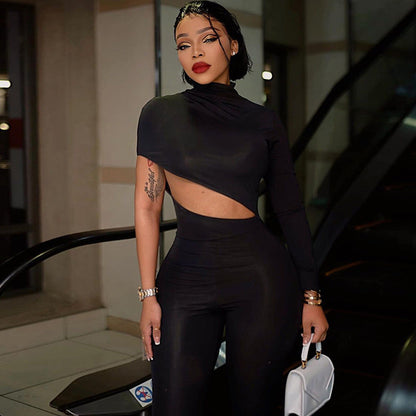 Clothing Autumn Personalized High Elastic Shoulder Long Sleeve Jumpsuit