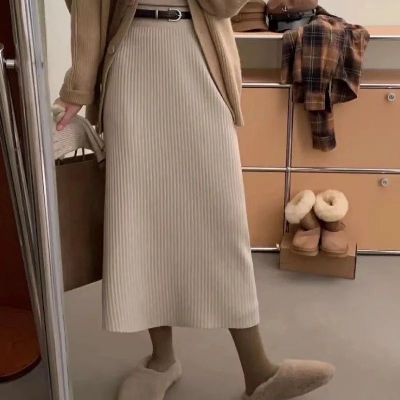 Knitted Autumn Winter Thick A-line Skirt