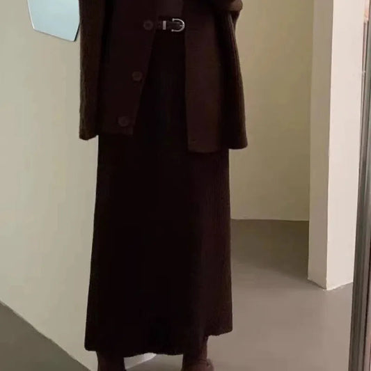 Knitted Autumn Winter Thick A-line Skirt
