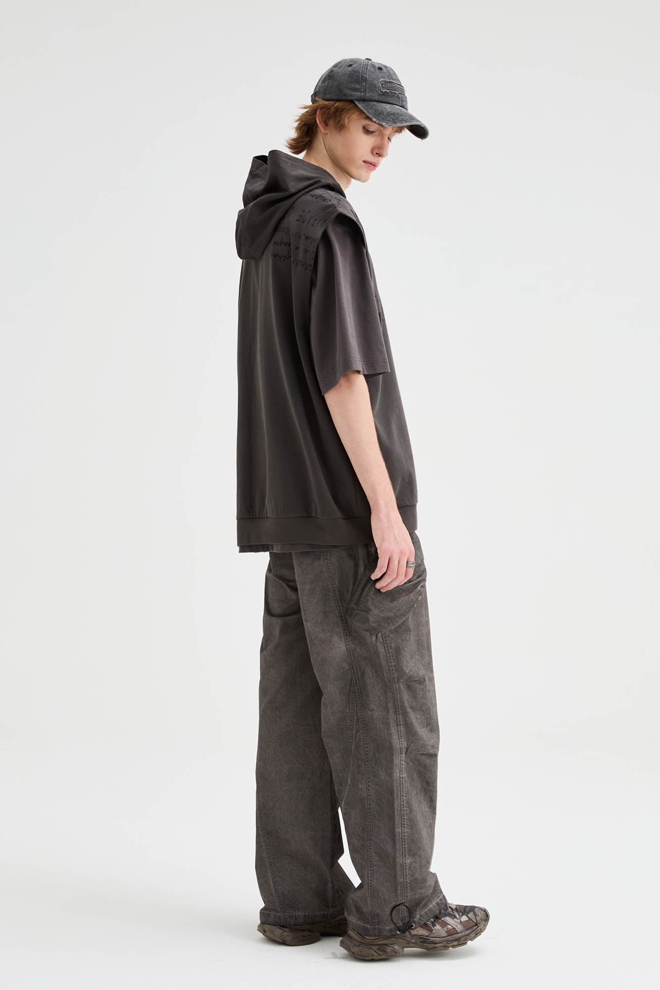 Multi-pocket Crinkled Drawstring Cargo Pants