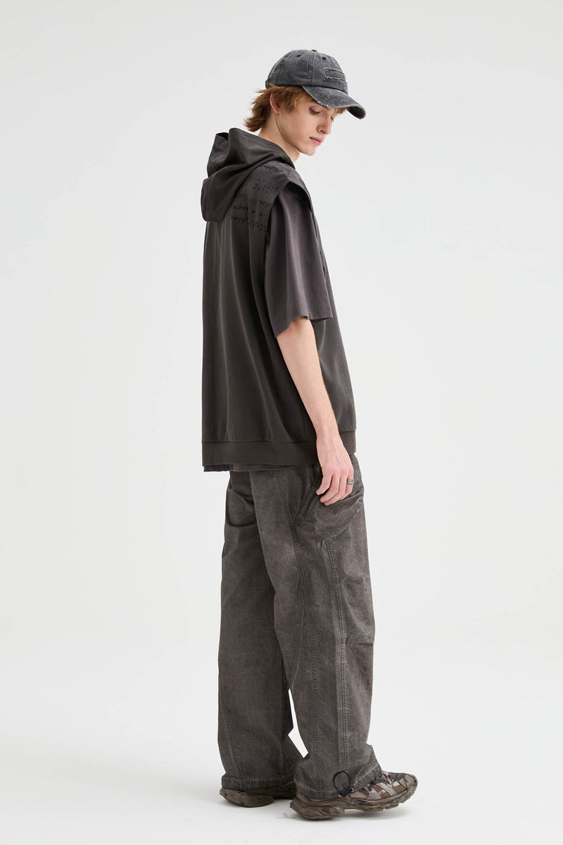 Multi-pocket Crinkled Drawstring Cargo Pants