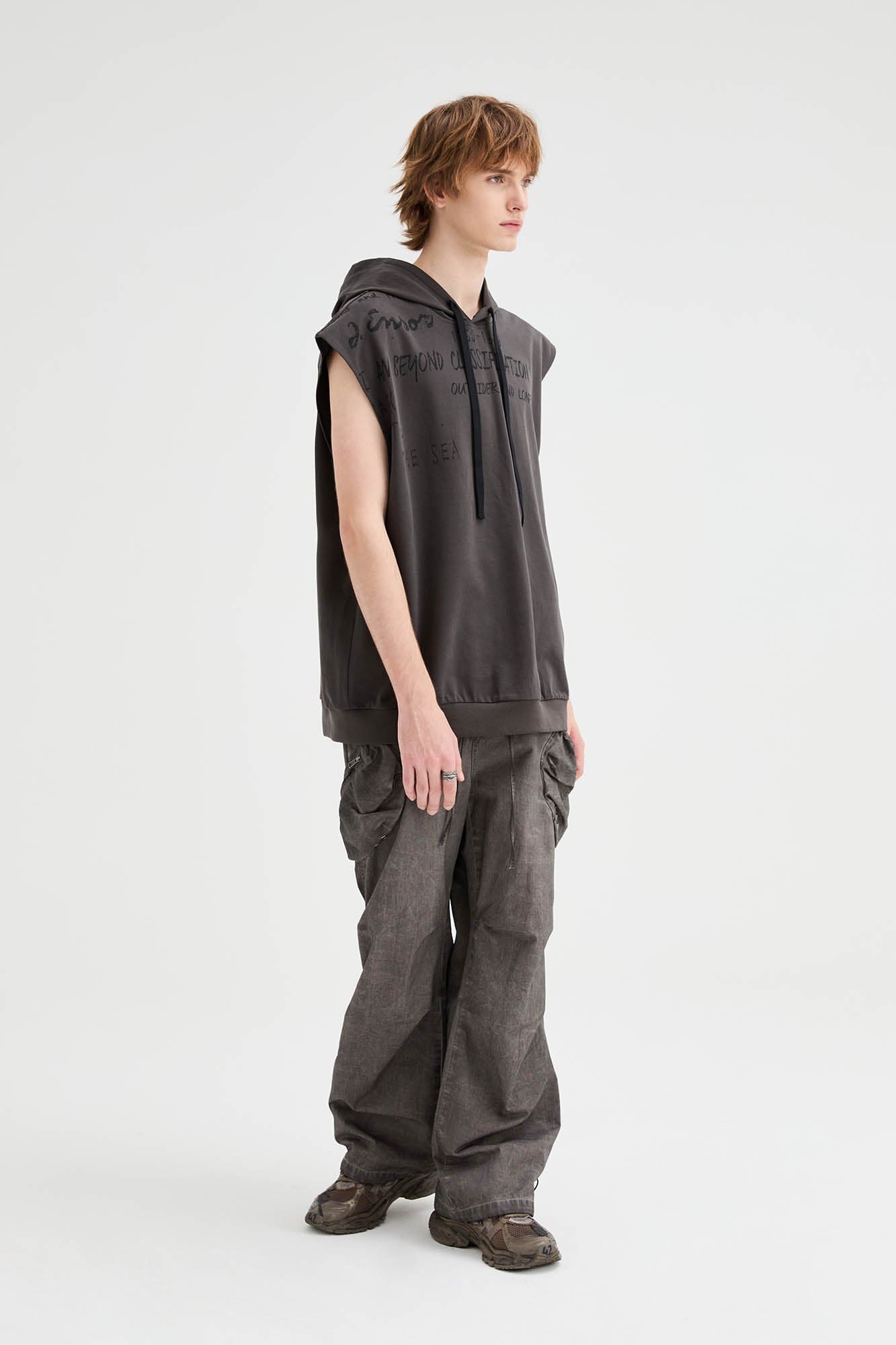 Multi-pocket Crinkled Drawstring Cargo Pants