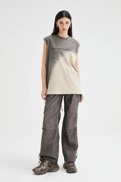 Multi-pocket Crinkled Drawstring Cargo Pants