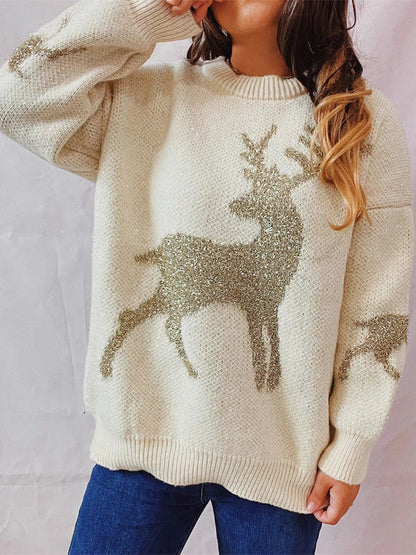 O-neck Long Sleeve Knitted Christmas Sweater