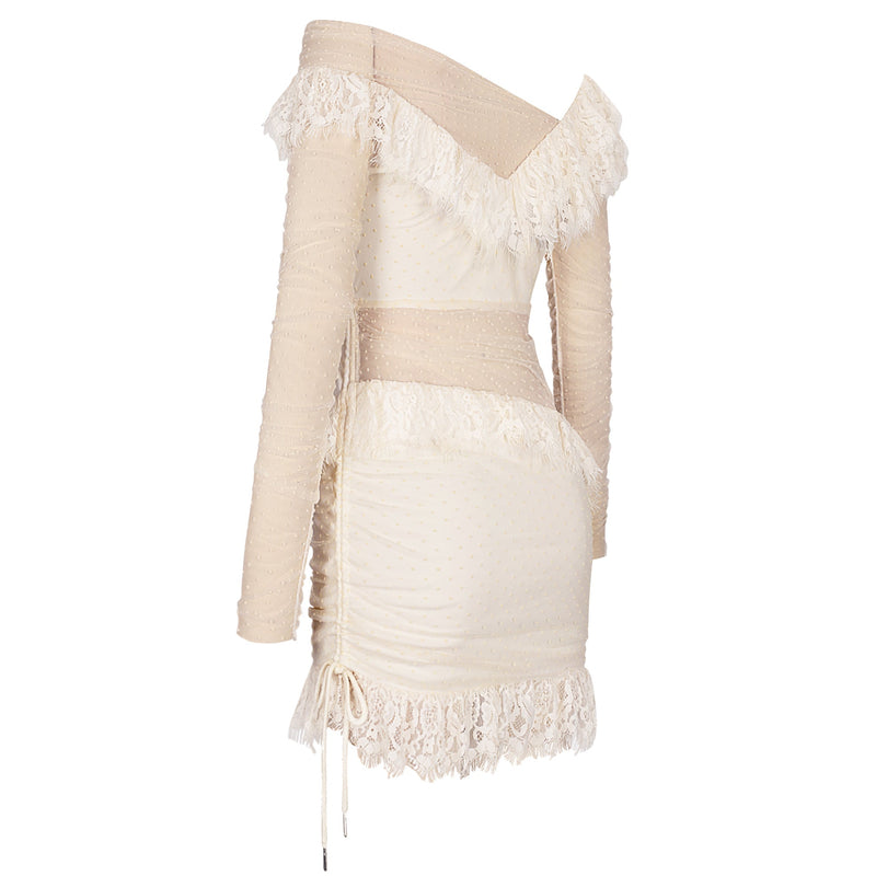 Off Shoulder Asymmetrical Frill Mini Dress Pp19409