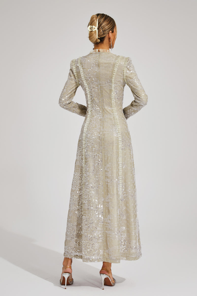 Odelette Apricot Sequin Maxi Dress